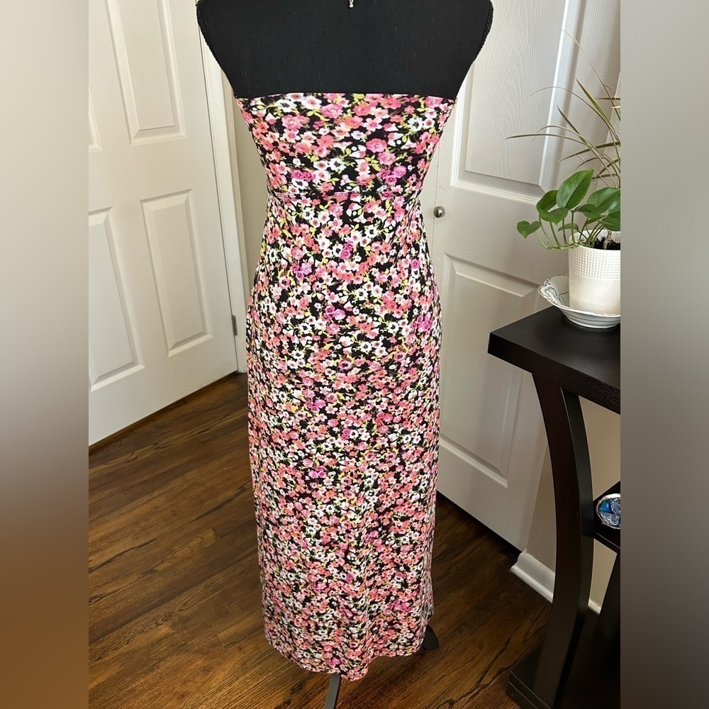 💖No Boundaries Strapless Floral Boho Front Slit Or Skirt Combo Dress XS - Picture 4 of 6